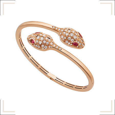 [⭐Spark]SERPENTI BRACELET PINK GOLD DIAMOND DOUBLE SNAKE