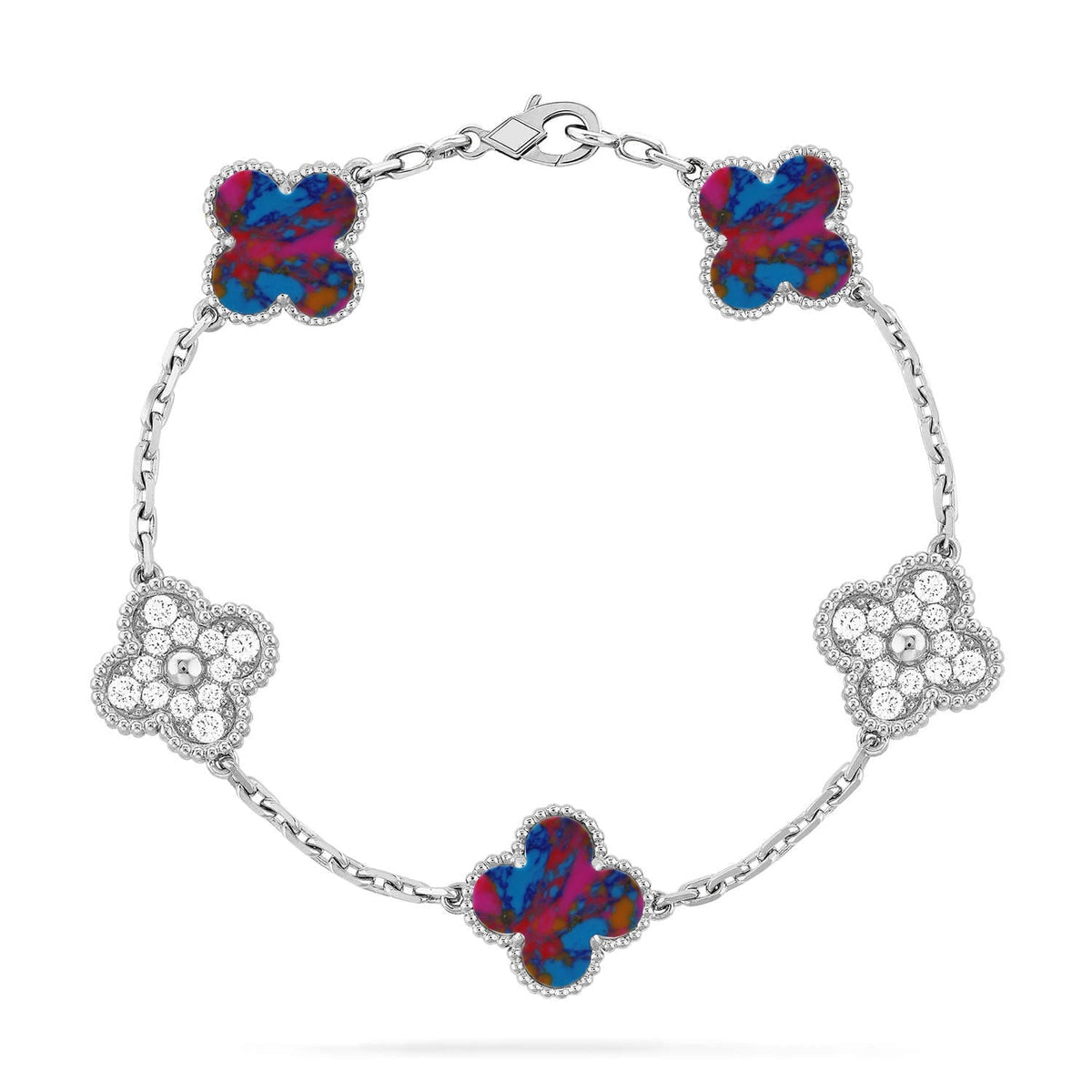 [⭐Spark]CLOVER 5 MOTIF COLOR GEMSTONES BRACELET COLLECTION