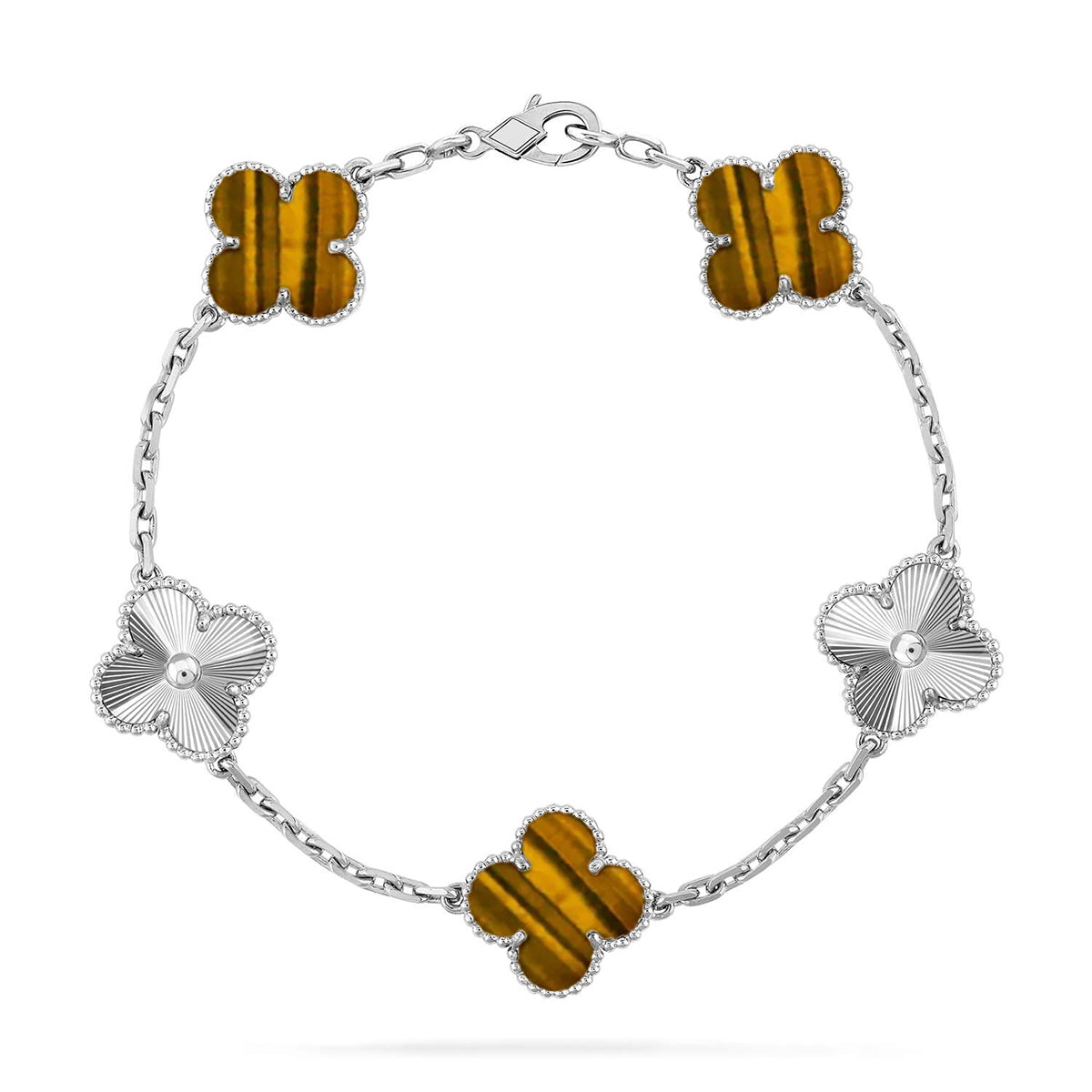 [⭐Spark] CLOVER 5 MOTIFS TIGER EYE BRACELET COLLECTION
