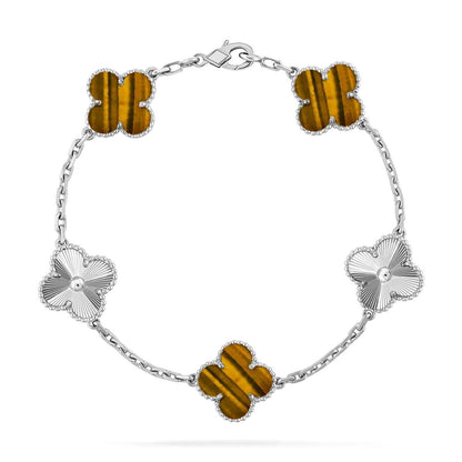 [⭐Spark] CLOVER 5 MOTIFS TIGER EYE BRACELET COLLECTION