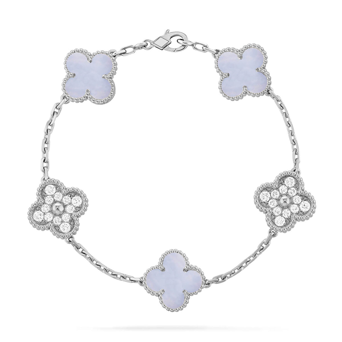 [⭐Spark] CLOVER 5 MOTIF PURPLE CHALCEDONY BRACELET COLLECTION