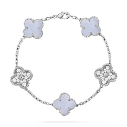 [⭐Spark] CLOVER 5 MOTIF PURPLE CHALCEDONY BRACELET COLLECTION
