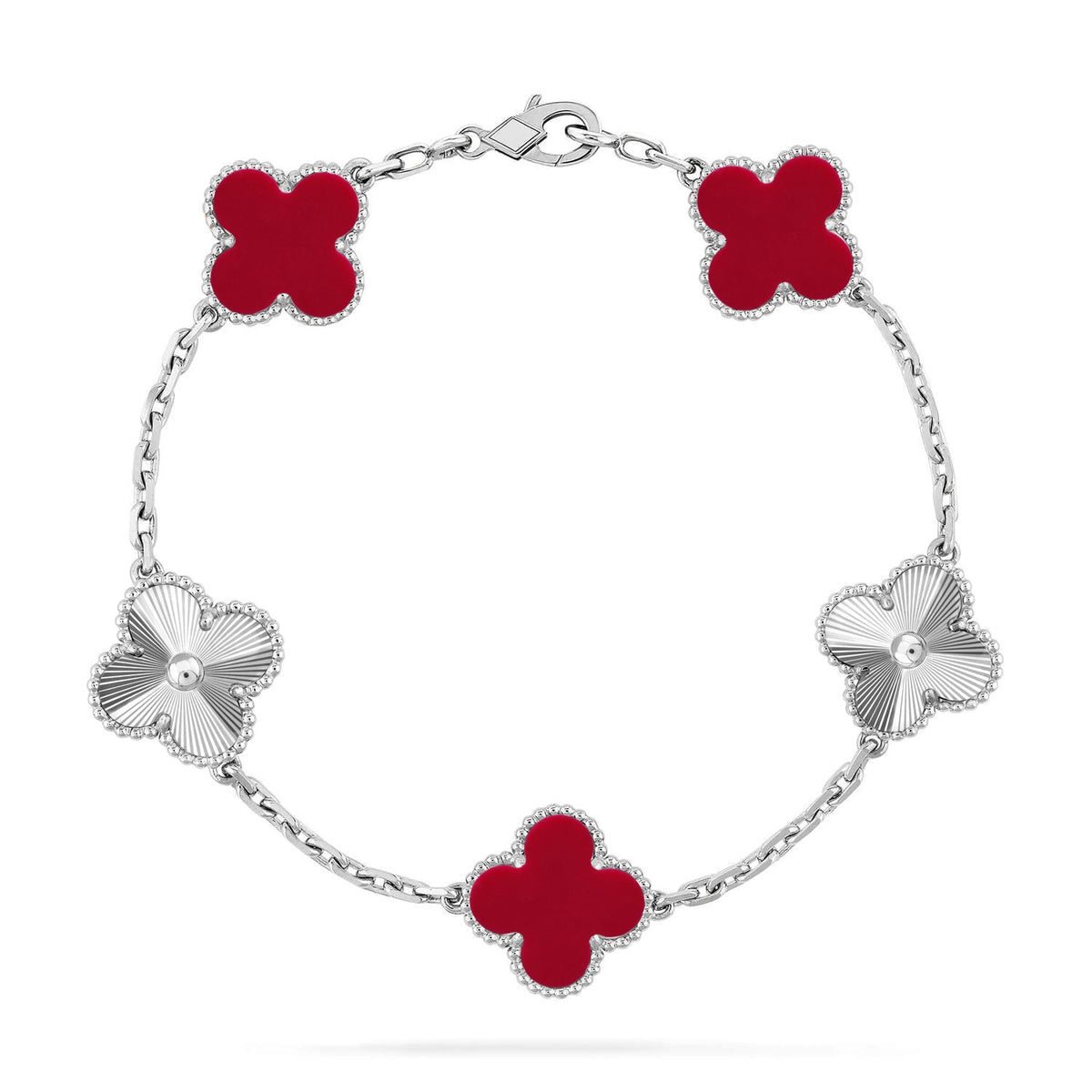 [⭐Spark] CLOVER 5 MOTIF RED CORNELIAN BRACELET COLLECTION