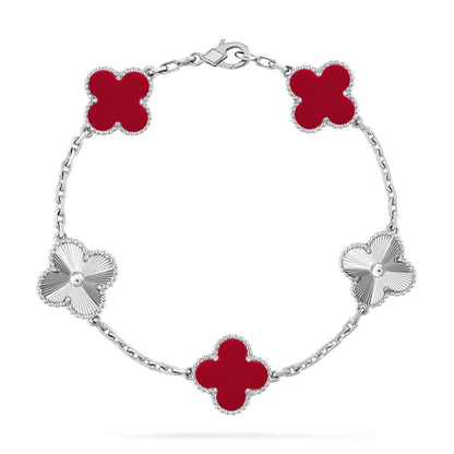[⭐Spark] CLOVER 5 MOTIF RED CORNELIAN BRACELET COLLECTION