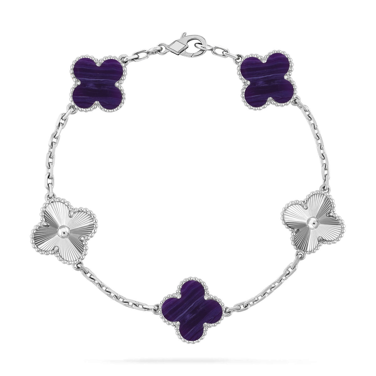 [⭐Spark]CLOVER 5 MOTIF PURPLE STRIPES BRACELET COLLECTION