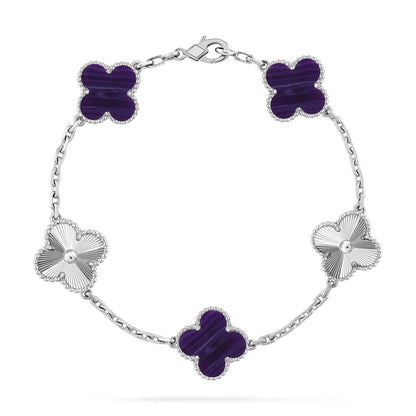 [⭐Spark]CLOVER 5 MOTIF PURPLE STRIPES BRACELET COLLECTION