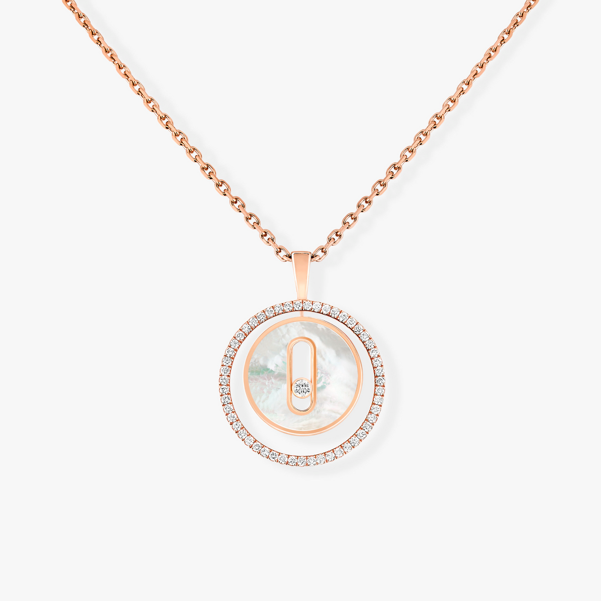 [⭐Spark]Demo MOVE 1 DIAMOND WHITE MOTHER OF PEARL PINK GOLD DIAMOND NECKLACE