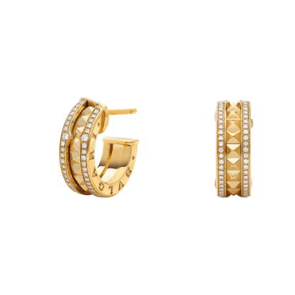 [⭐Spark]ZERO 1 ROCK GOLD EARRINGS WITH STUDDED SPIRAL AND PAVED DIAMONDS