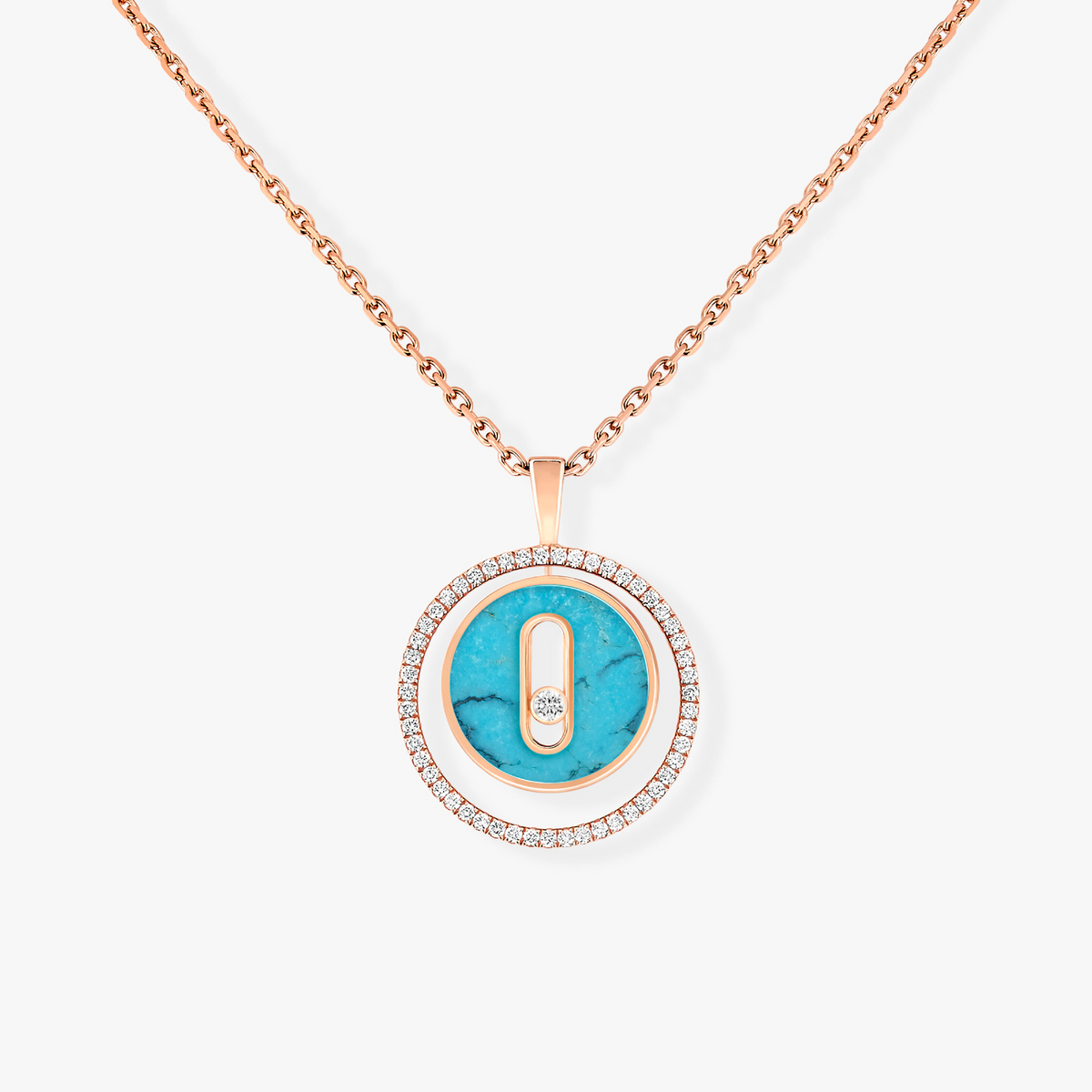 [⭐Spark]Demo MOVE 1 DIAMOND TURQUOISE PINK GOLD DIAMOND NECKLACE
