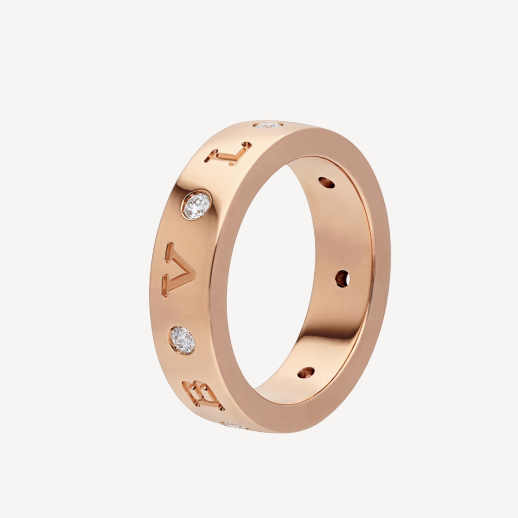 [⭐Spark]ZERO 1 ESSENTIAL PINK GOLD BAND WITH DIAMONDS RING