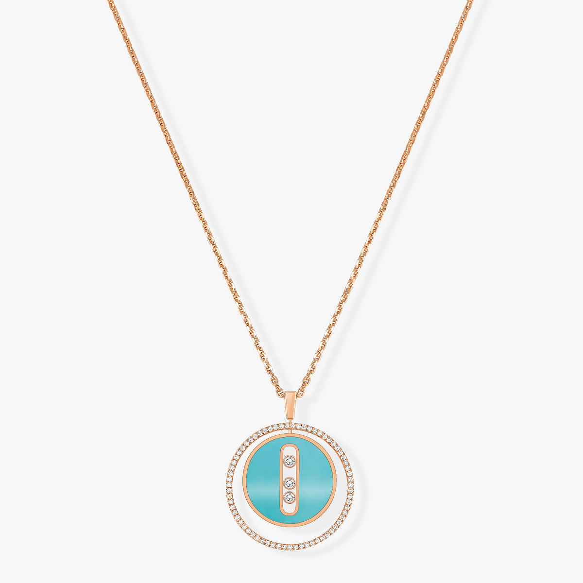 [⭐Spark]Demo MOVE 3 DIAMONDS TURQUOISE PINK GOLD DIAMOND NECKLACE