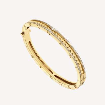 [⭐Spark]ZERO 1 SPIRAL AND PAVED DIAMOND GOLD BRACELET