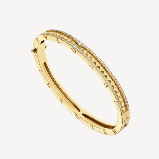 [⭐Spark]ZERO 1 SPIRAL AND PAVED DIAMOND GOLD BRACELET