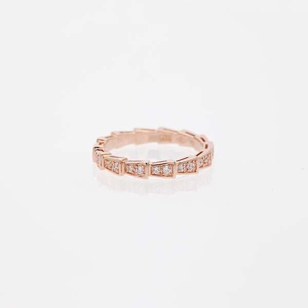 [⭐Spark]SERPENTI RING PINK GOLD DIAMOND PAVED 3MM