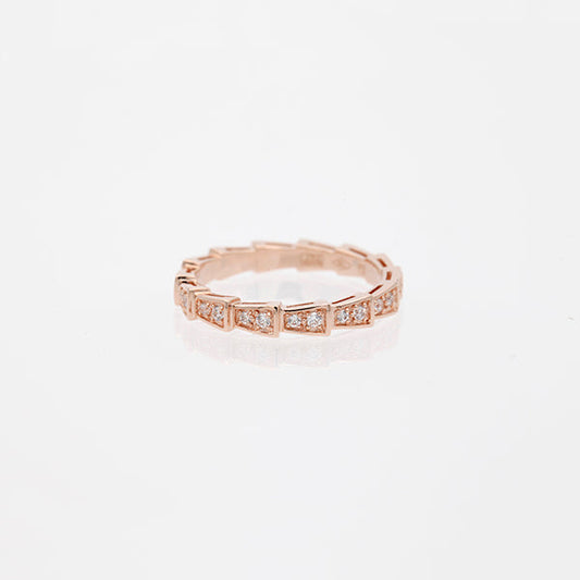 [⭐Spark]SERPENTI RING PINK GOLD DIAMOND PAVED 3MM