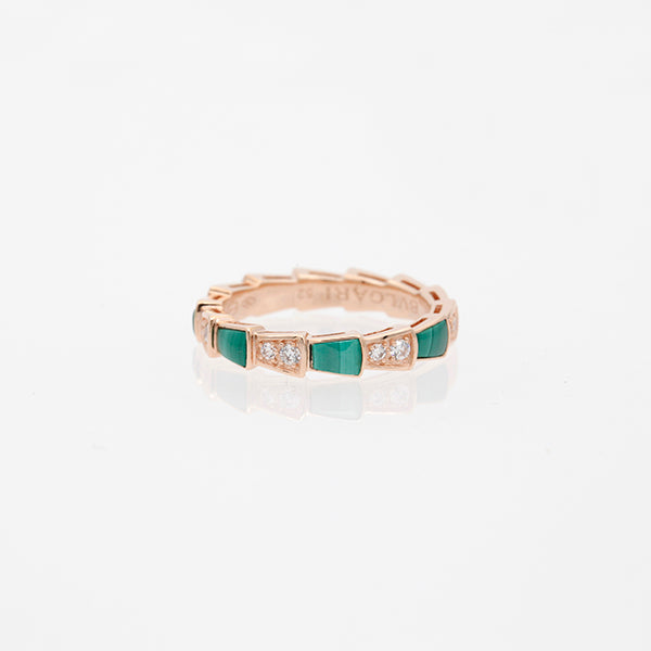 [⭐Spark]SERPENTI RING PINK GOLD MALACHITE DIAMOND 3MM