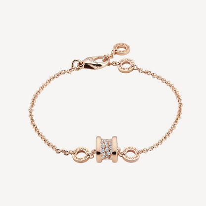 [⭐Spark]ZERO 1 SOFT PINK GOLD WITH PAVED DIAMONDS ON THE SPIRAL BRACELET