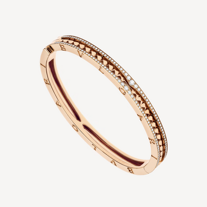 [⭐Spark]ZERO 1 SPIRAL AND PAVED DIAMOND PINK GOLD BRACELET