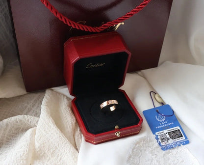[⭐Spark]LOVE RING 5.5MM 6 DIAMONDS PINK GOLD