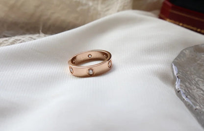 [⭐Spark]LOVE RING 5.5MM 6 DIAMONDS PINK GOLD