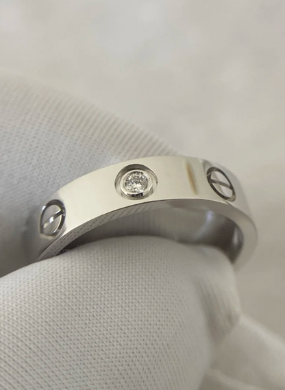 [⭐Spark]LOVE RING 4MM 1 DIAMOND SILVER