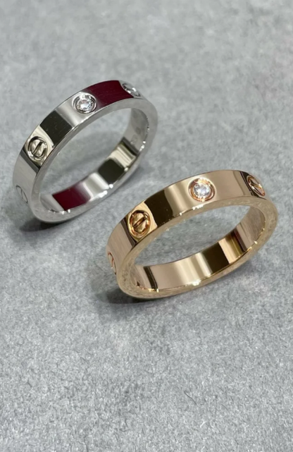 [⭐Spark]LOVE RING 4MM 1 DIAMOND SILVER