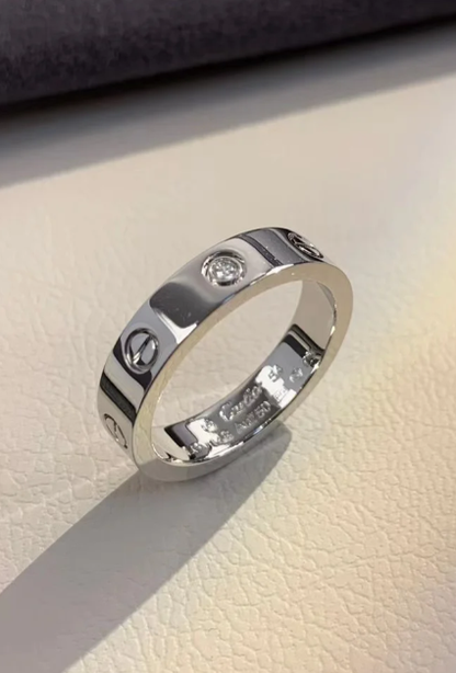 [⭐Spark]LOVE RING 4MM 1 DIAMOND SILVER