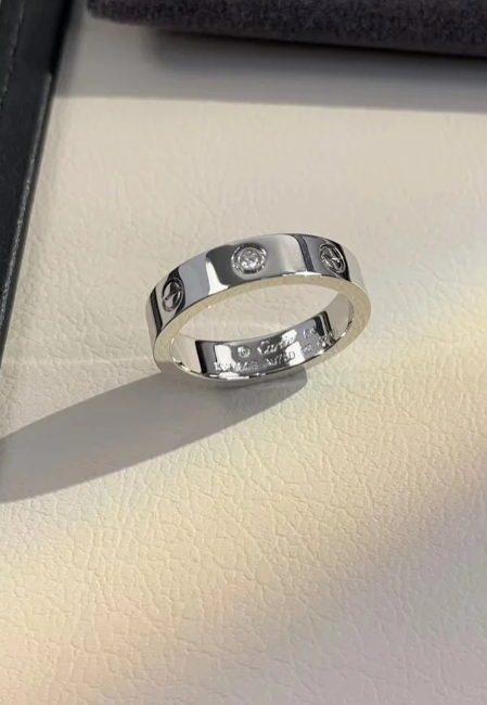 [⭐Spark]LOVE RING 4MM 1 DIAMOND SILVER