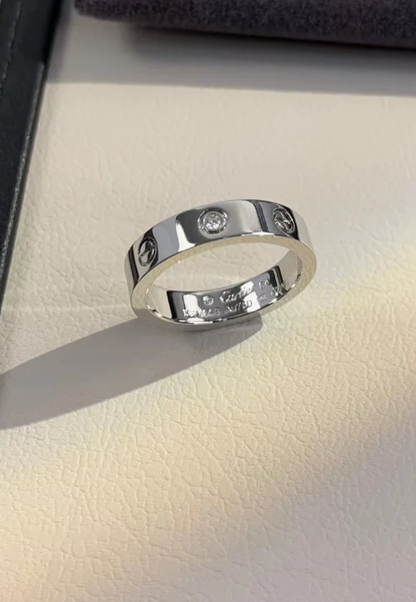 [⭐Spark]LOVE RING 4MM 1 DIAMOND SILVER