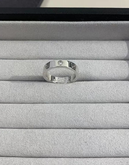 [⭐Spark]LOVE RING 4MM 1 DIAMOND SILVER