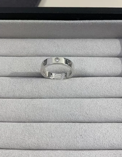 [⭐Spark]LOVE RING 4MM 1 DIAMOND SILVER