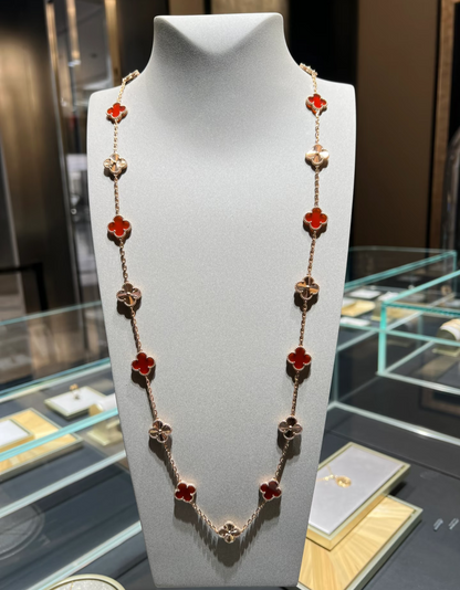 [⭐Spark]CLOVER 20 MOTIFS LASER CARNELIAN NECKLACE