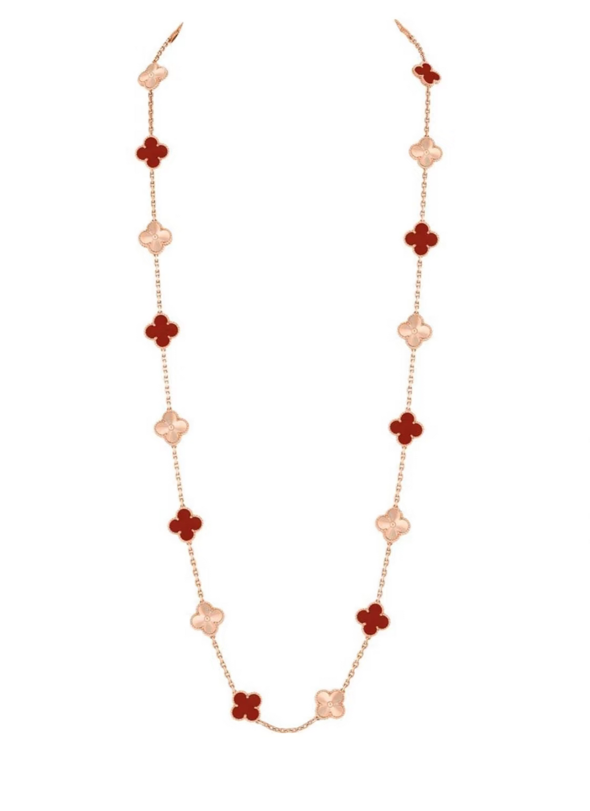 [⭐Spark]CLOVER 20 MOTIFS LASER CARNELIAN NECKLACE