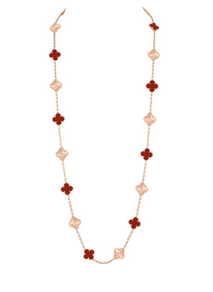 [⭐Spark]CLOVER 20 MOTIFS LASER CARNELIAN NECKLACE
