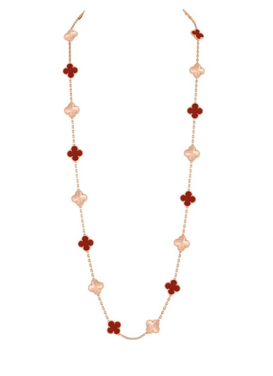 [⭐Spark]CLOVER 20 MOTIFS LASER CARNELIAN NECKLACE