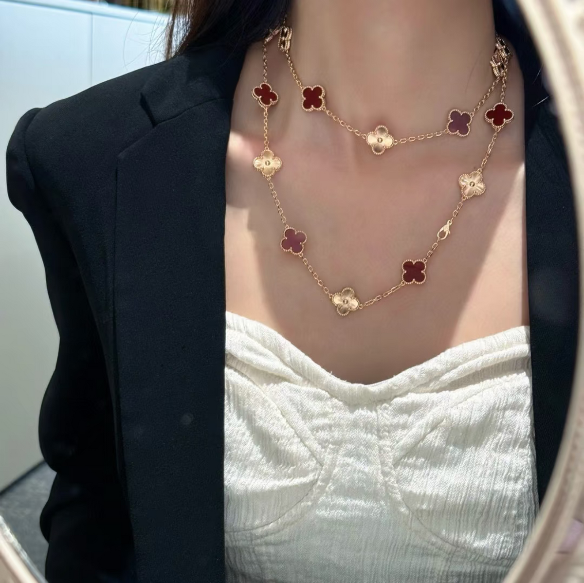 [⭐Spark]CLOVER 20 MOTIFS LASER CARNELIAN NECKLACE