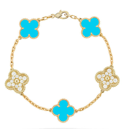 [⭐Spark] CLOVER 5 MOTIF TURQUOISE BRACELET COLLECTION