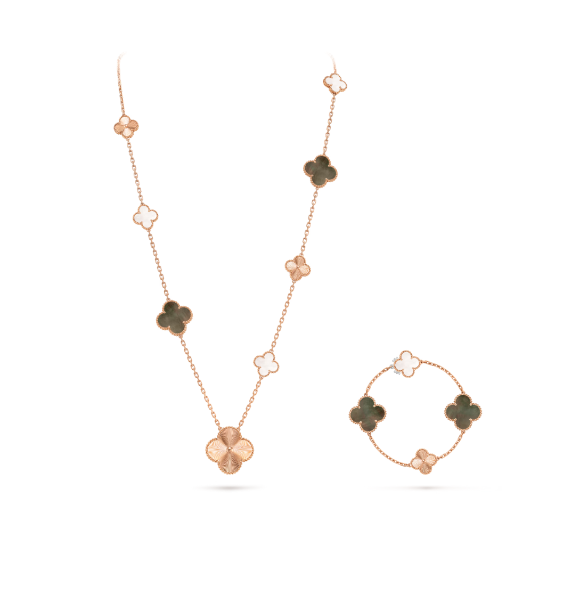 [⭐Spark]DETACHABLE CLOVER 15(11+4) FLOWER SILVER NECKLACE SET