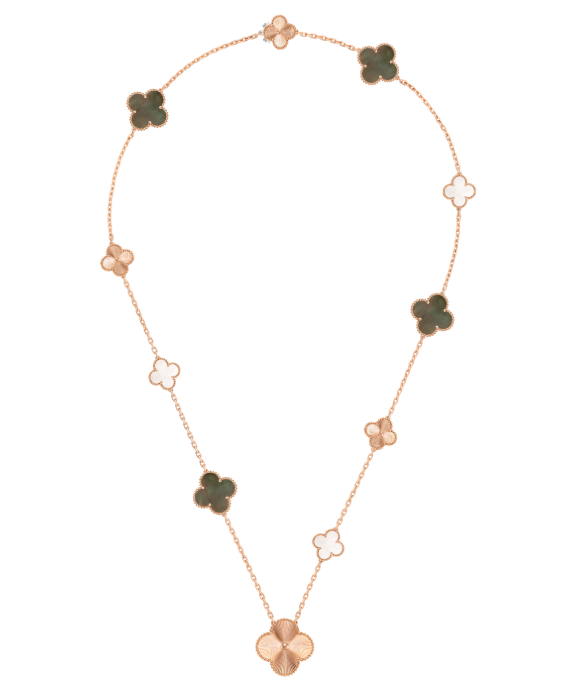 [⭐Spark]DETACHABLE CLOVER 15(11+4) FLOWER SILVER NECKLACE SET