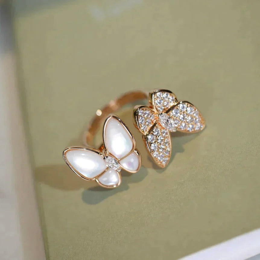 [⭐Spark]TWIN BUTTERFLY DIAMOND MOP RING