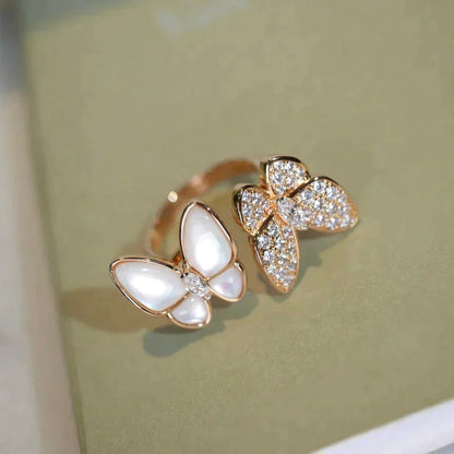 [⭐Spark]TWIN BUTTERFLY DIAMOND MOP RING