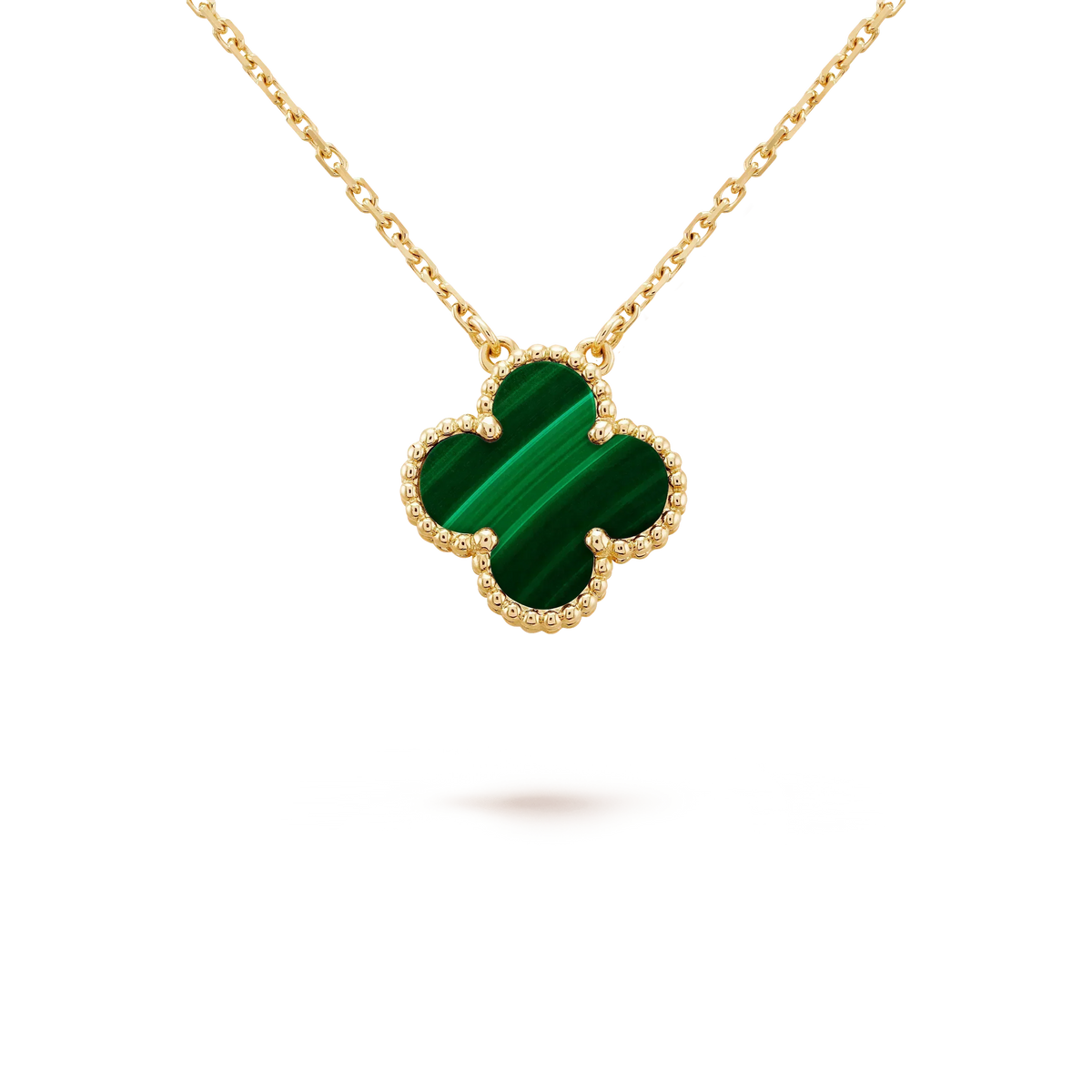 [⭐Spark]CLOVER 15MM MALACHITE SINGLE FLOWER  NECKLACE