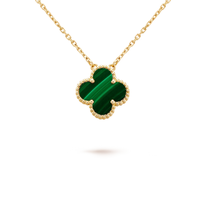 [⭐Spark]CLOVER 15MM MALACHITE SINGLE FLOWER  NECKLACE