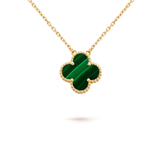 [⭐Spark]CLOVER 15MM MALACHITE SINGLE FLOWER  NECKLACE