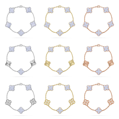 [⭐Spark] CLOVER 5 MOTIF PURPLE CHALCEDONY BRACELET COLLECTION
