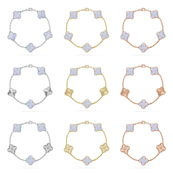 [⭐Spark] CLOVER 5 MOTIF PURPLE CHALCEDONY BRACELET COLLECTION