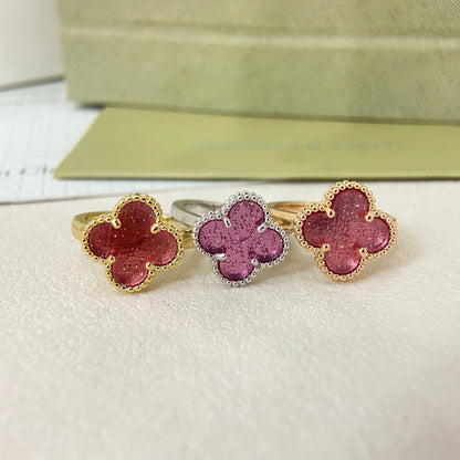 [⭐Spark]NEW ROSE QUARTZ FOUR-LEAF CLOVER RING
