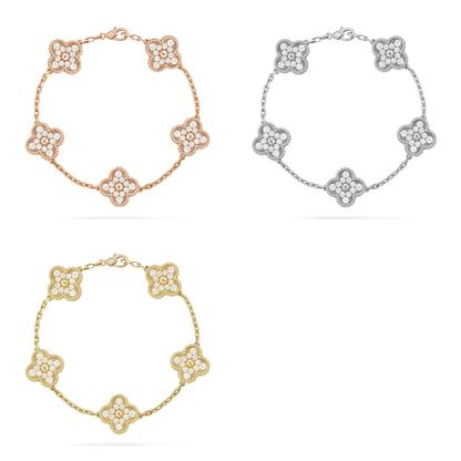 [⭐Spark] CLOVER 5 MOTIF FULL DIAMOND BRACELET COLLECTION