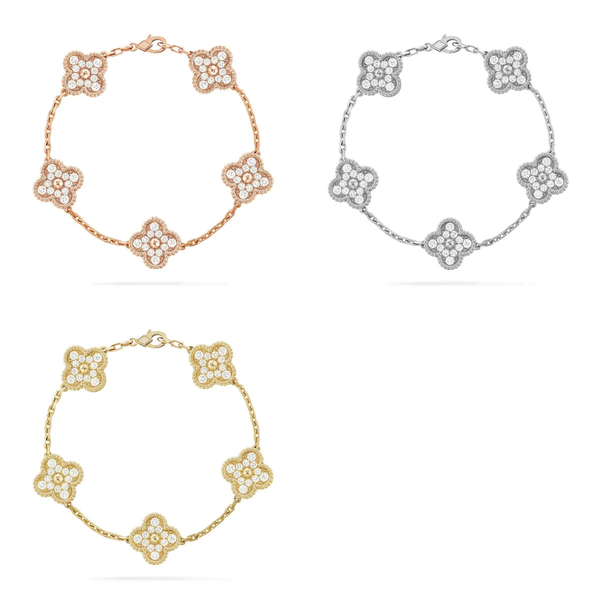 [⭐Spark] CLOVER 5 MOTIF FULL DIAMOND BRACELET COLLECTION