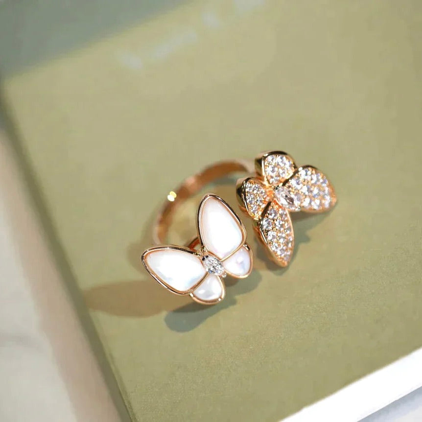 [⭐Spark]TWIN BUTTERFLY DIAMOND MOP RING